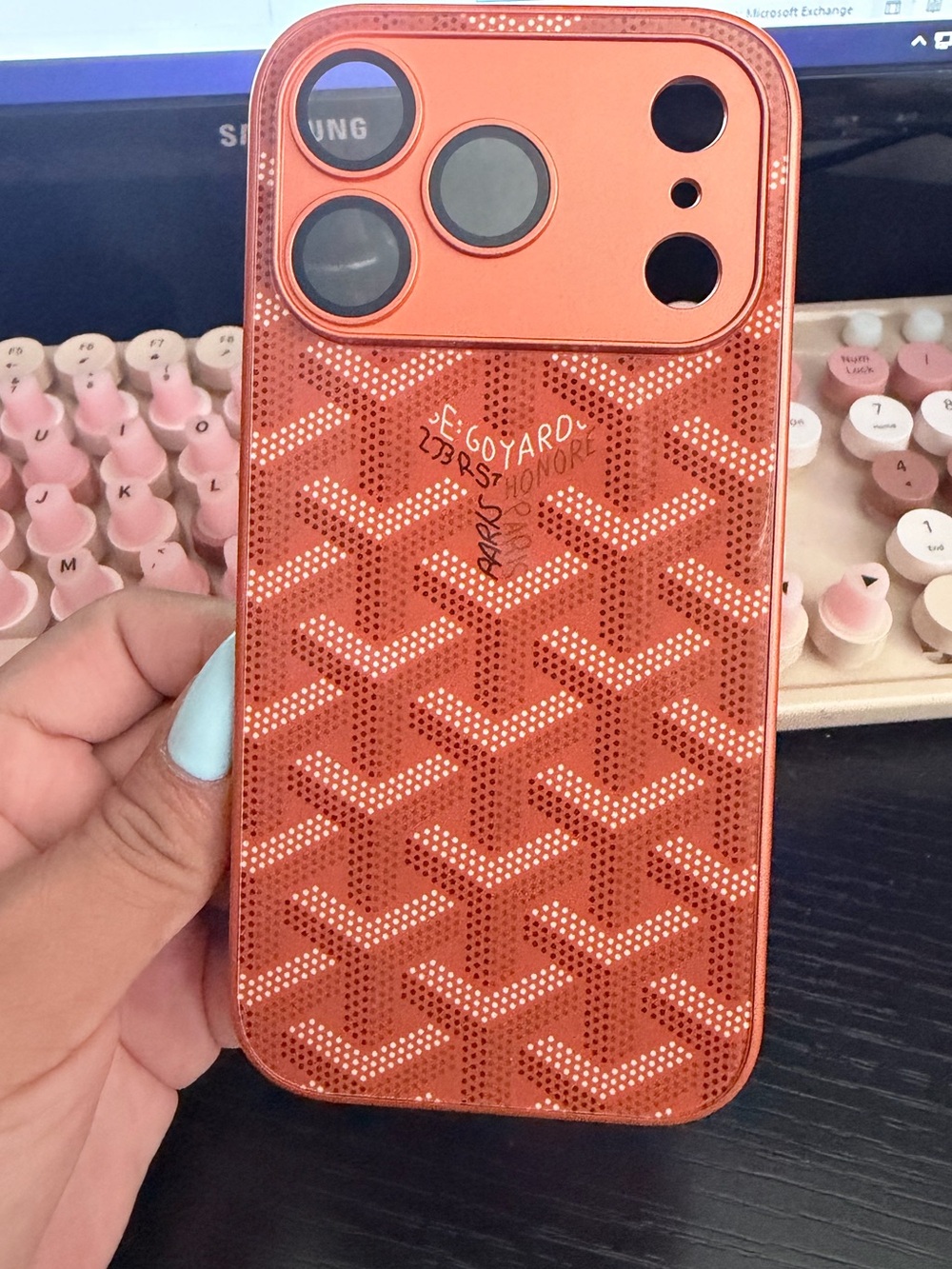 Goyard Orange Patterned iPhone Case